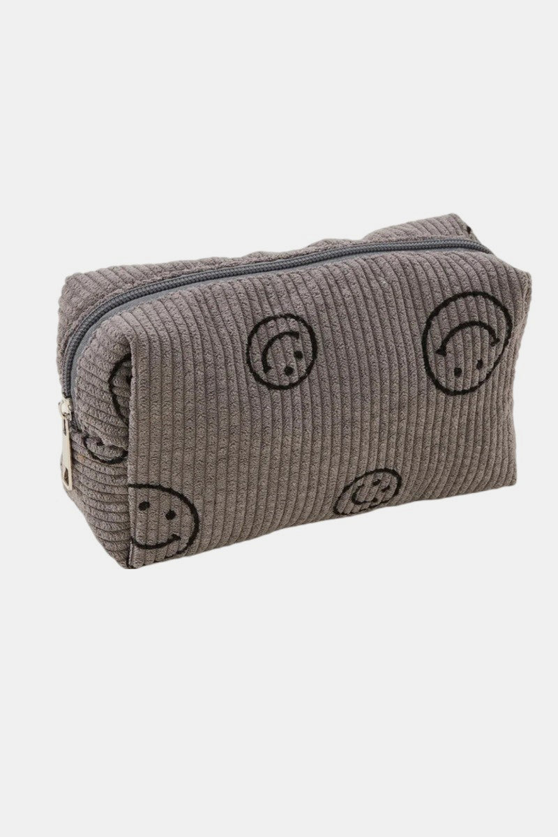 SMILEY FACE COURDUROY COSMETIC BAG