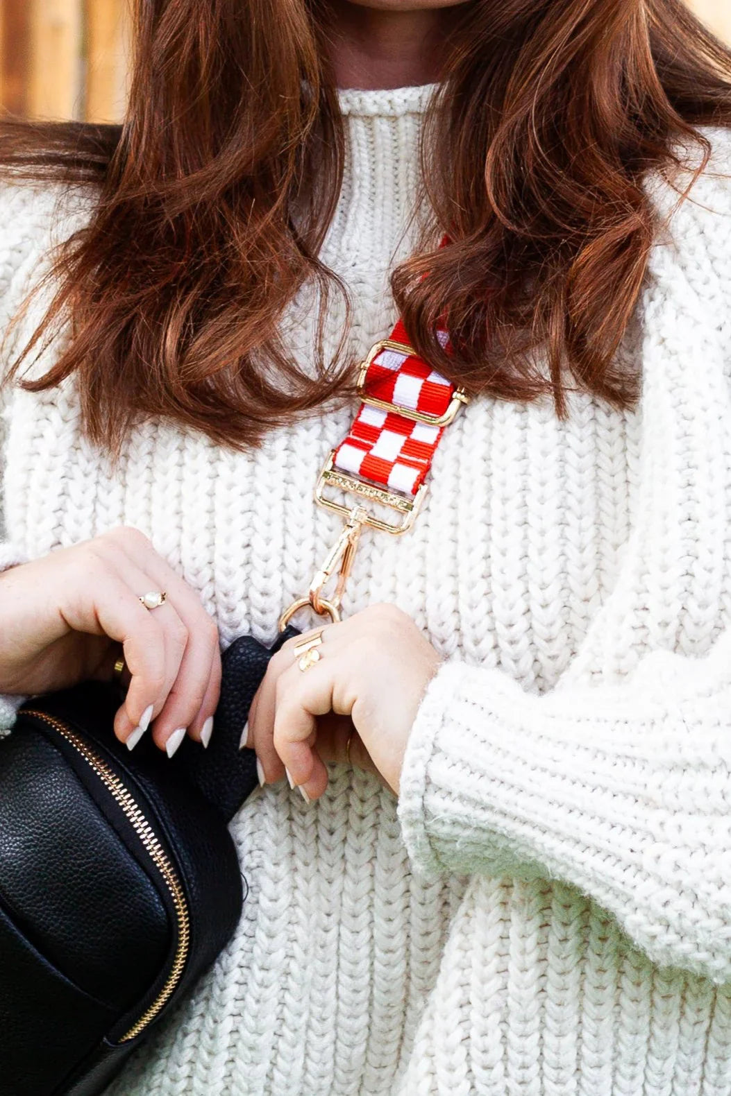 LIZZIE CHECKERED BAG STRAP