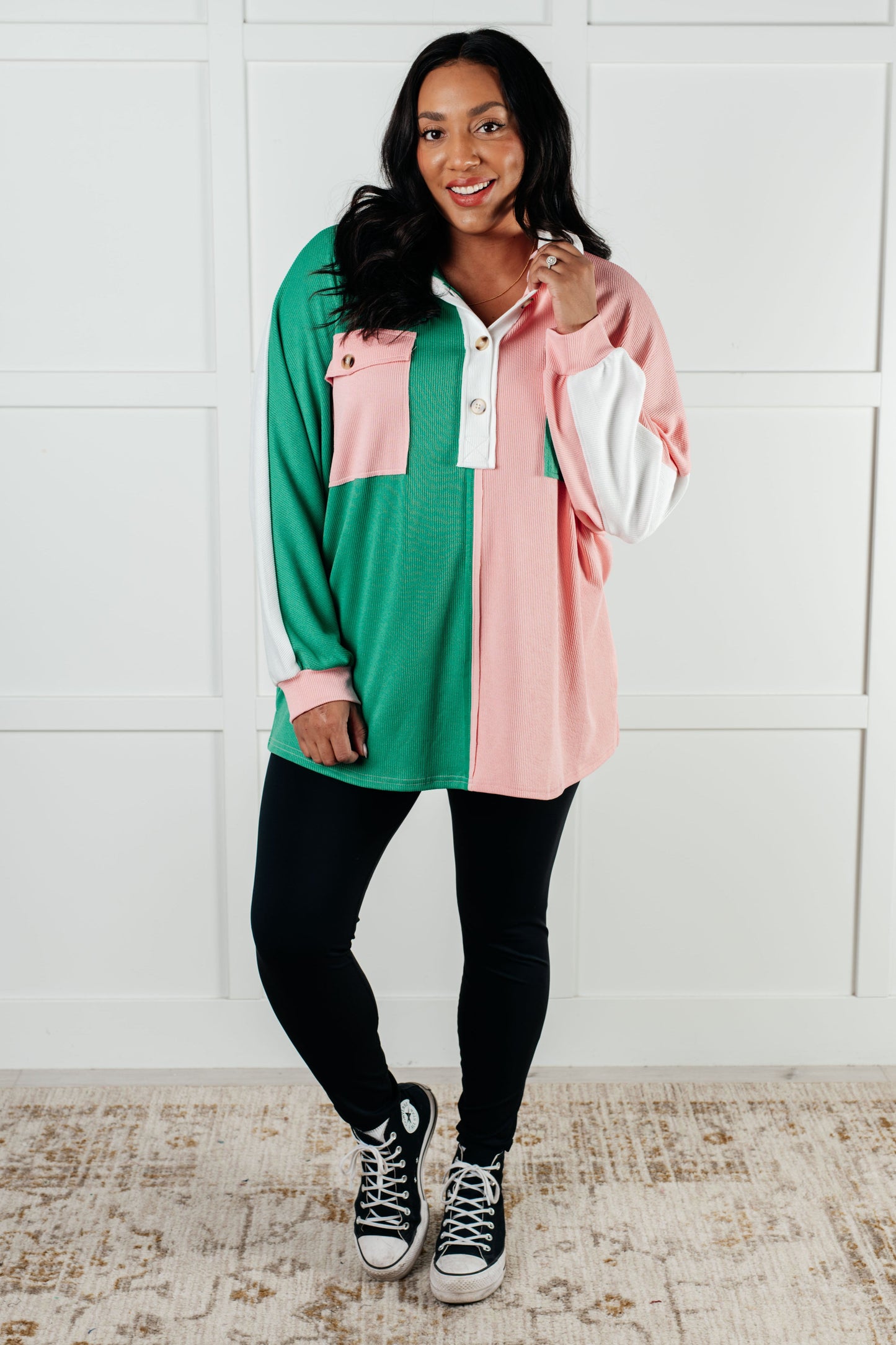 CHIP OFF THE OLE COLOR BLOCK TOP (GREEN)