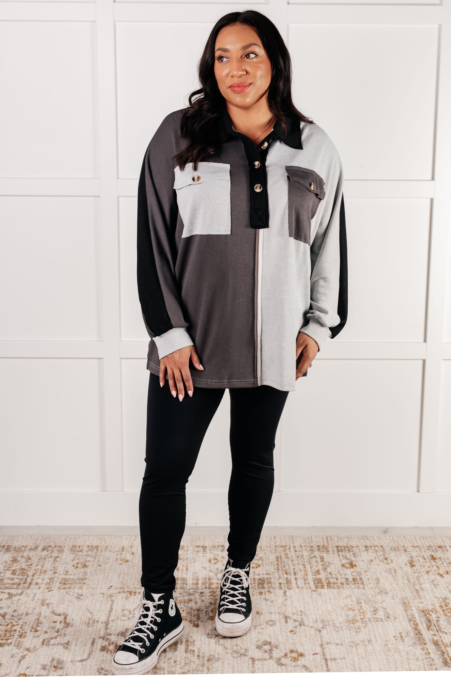 CHIP OFF THE OLE’ COLOR BLOCK TOP (GRAY)