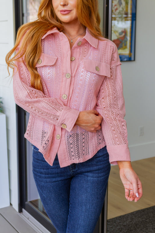 SWEETER THAN NECTAR LACE BUTTON DOWN