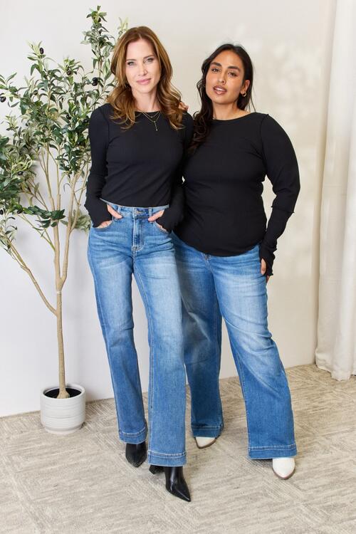 RIBBED BASIC LONG SLEEVE TOP