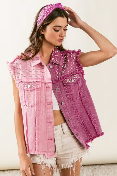 RHINESTONE + PEARLS VEST