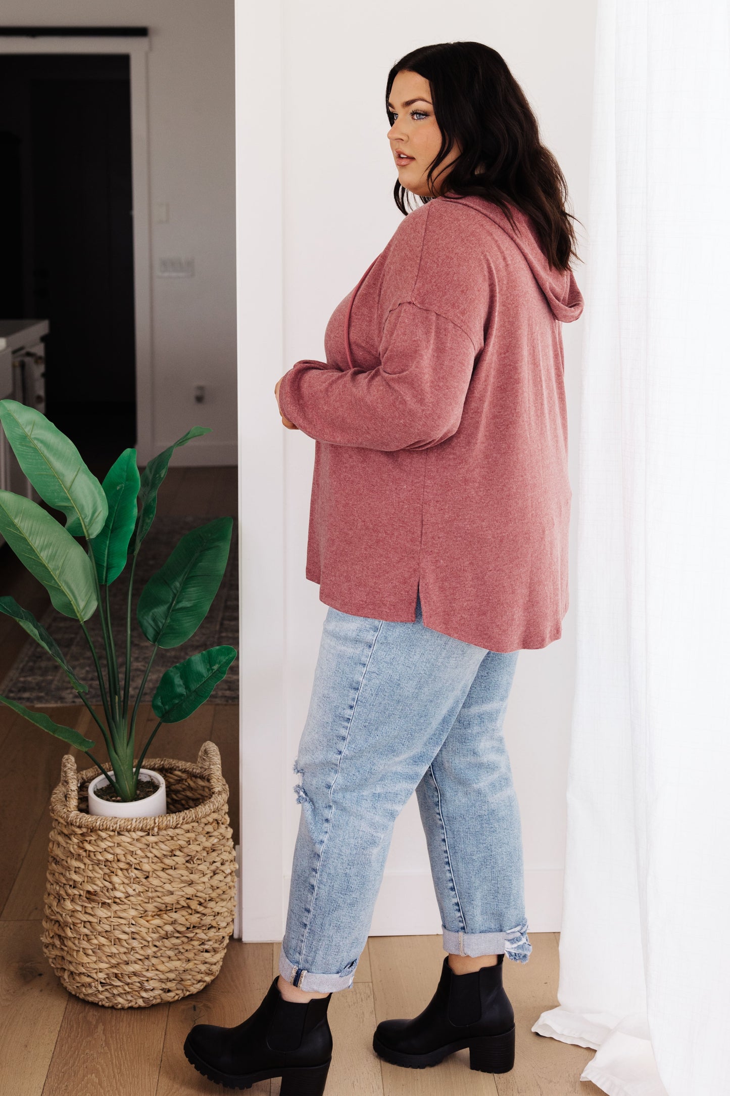 HAPPIER NOW HENLEY HOODIE