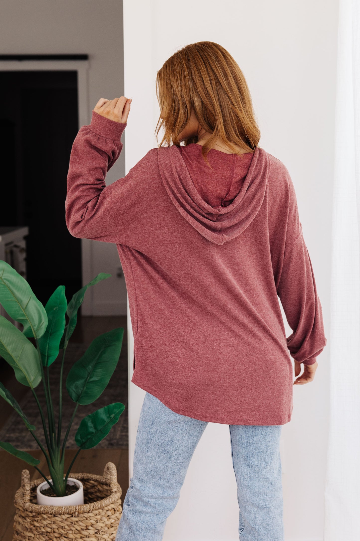 HAPPIER NOW HENLEY HOODIE