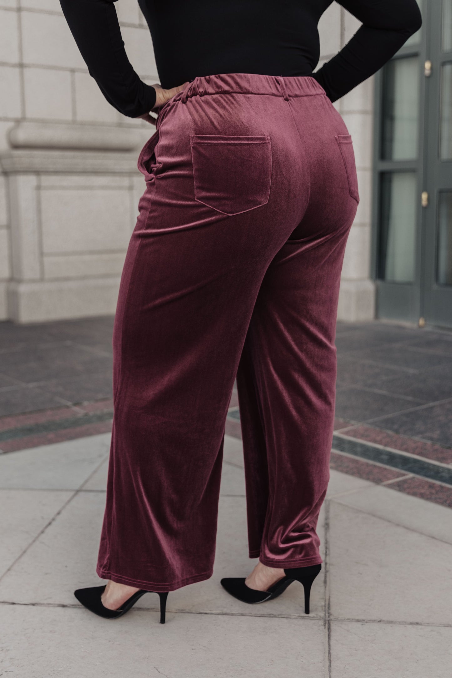 HIGH SOCIETY VELVET WIDE LEG TROUSERS