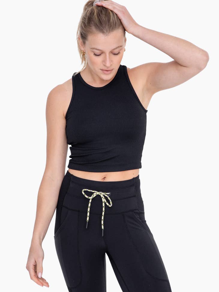 STAPLE BLACK RIBBED CROP TOP