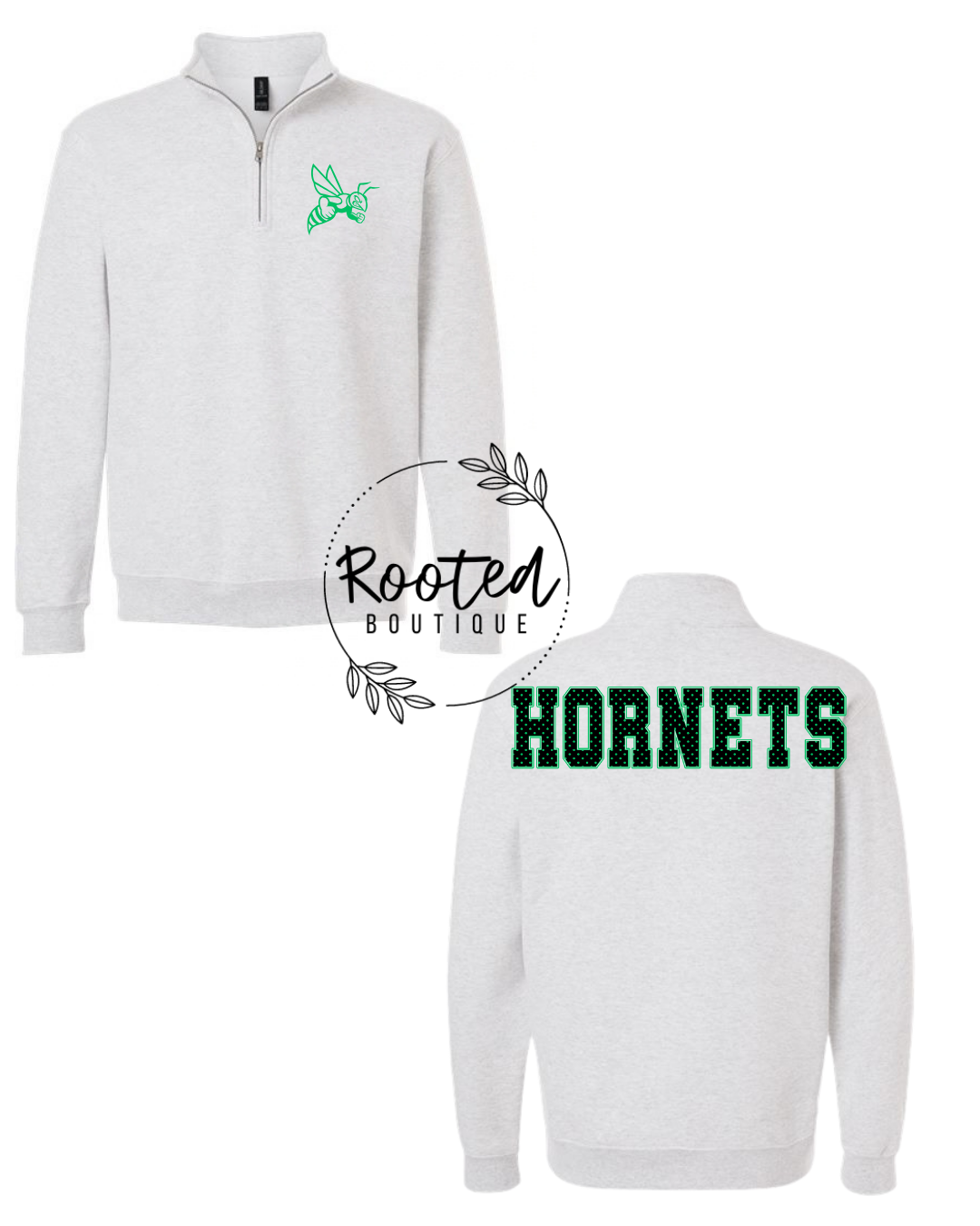 MENDON 1/4 ZIP SWEATSHIRT (BLACK/GREEN LETTERING)