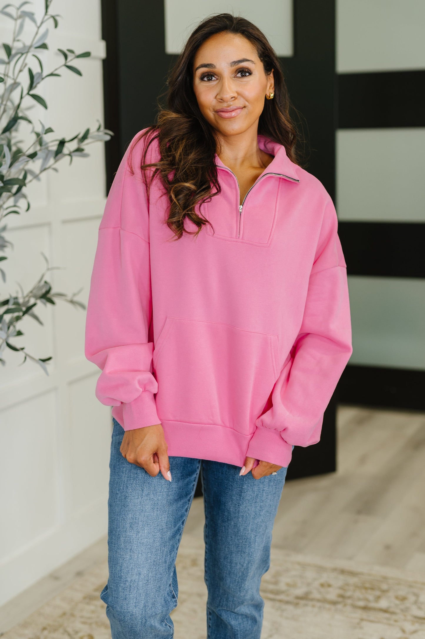 BON BON DELIGHT HALF ZIP PULLOVER (PINK)