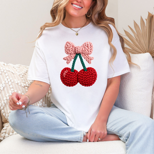 CROCHET CHERRY GRAPHIC TEE + SWEATSHIRT