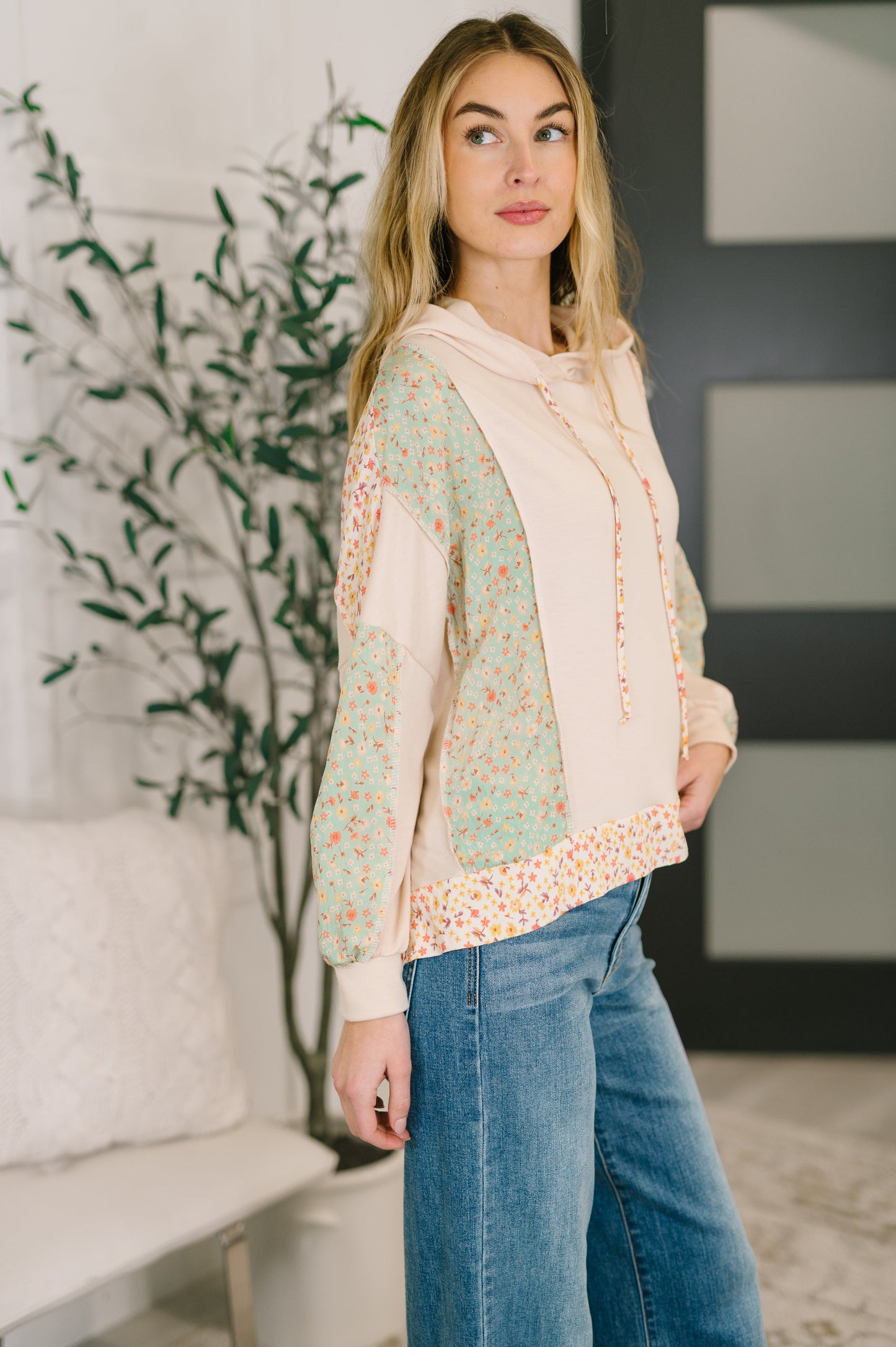 FLORAL PATCHWORK HOODIE
