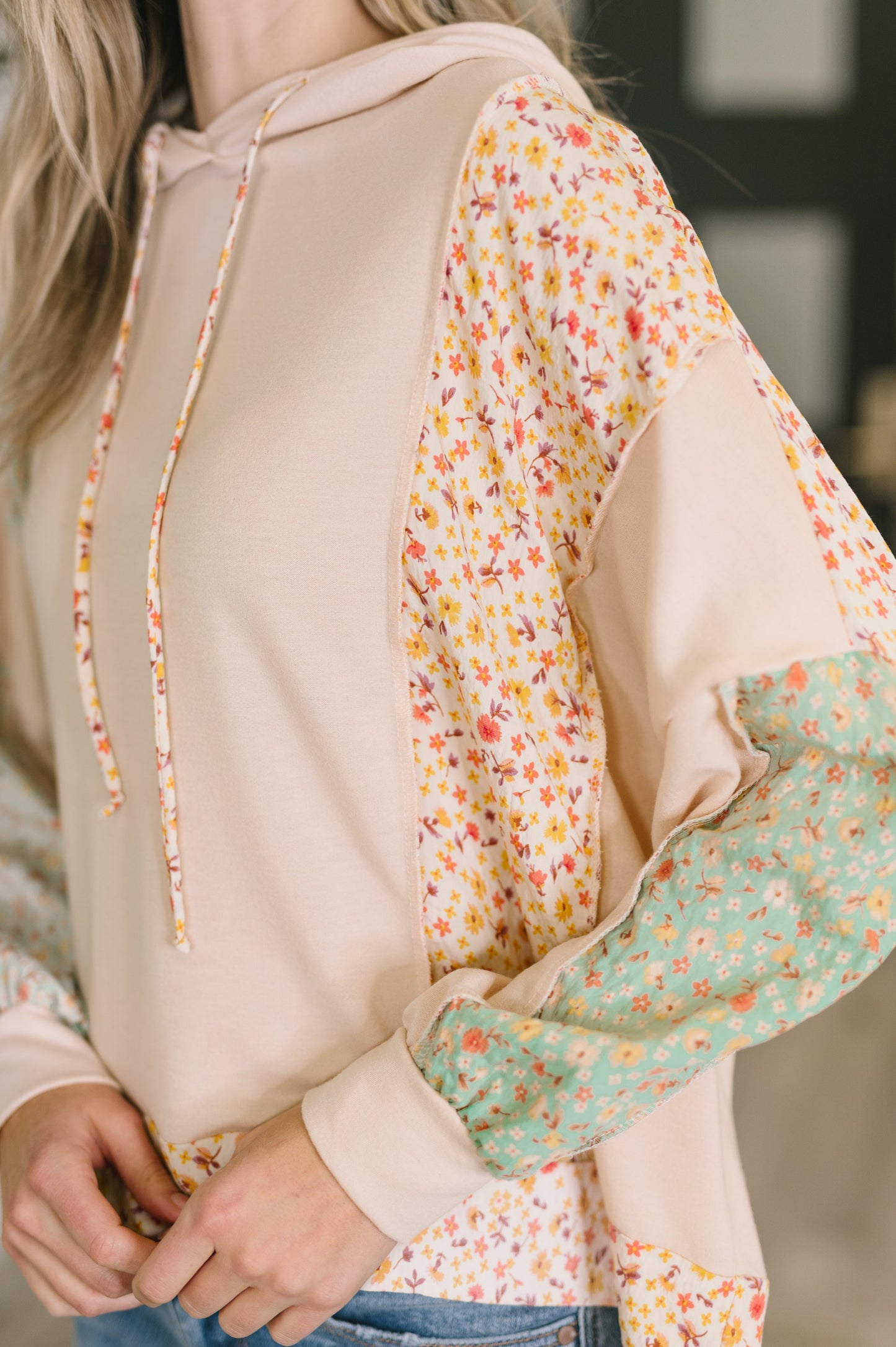 FLORAL PATCHWORK HOODIE