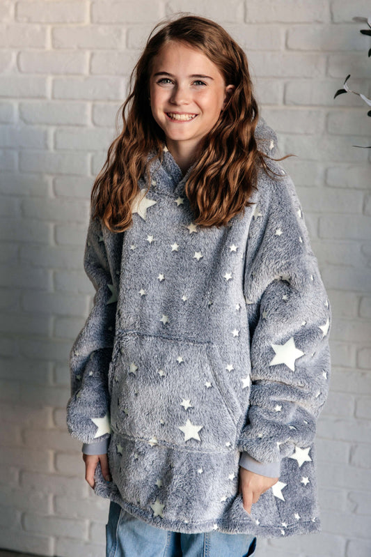 KIDS OVERSIZED HOODIE BLANKET (GREY STARS)