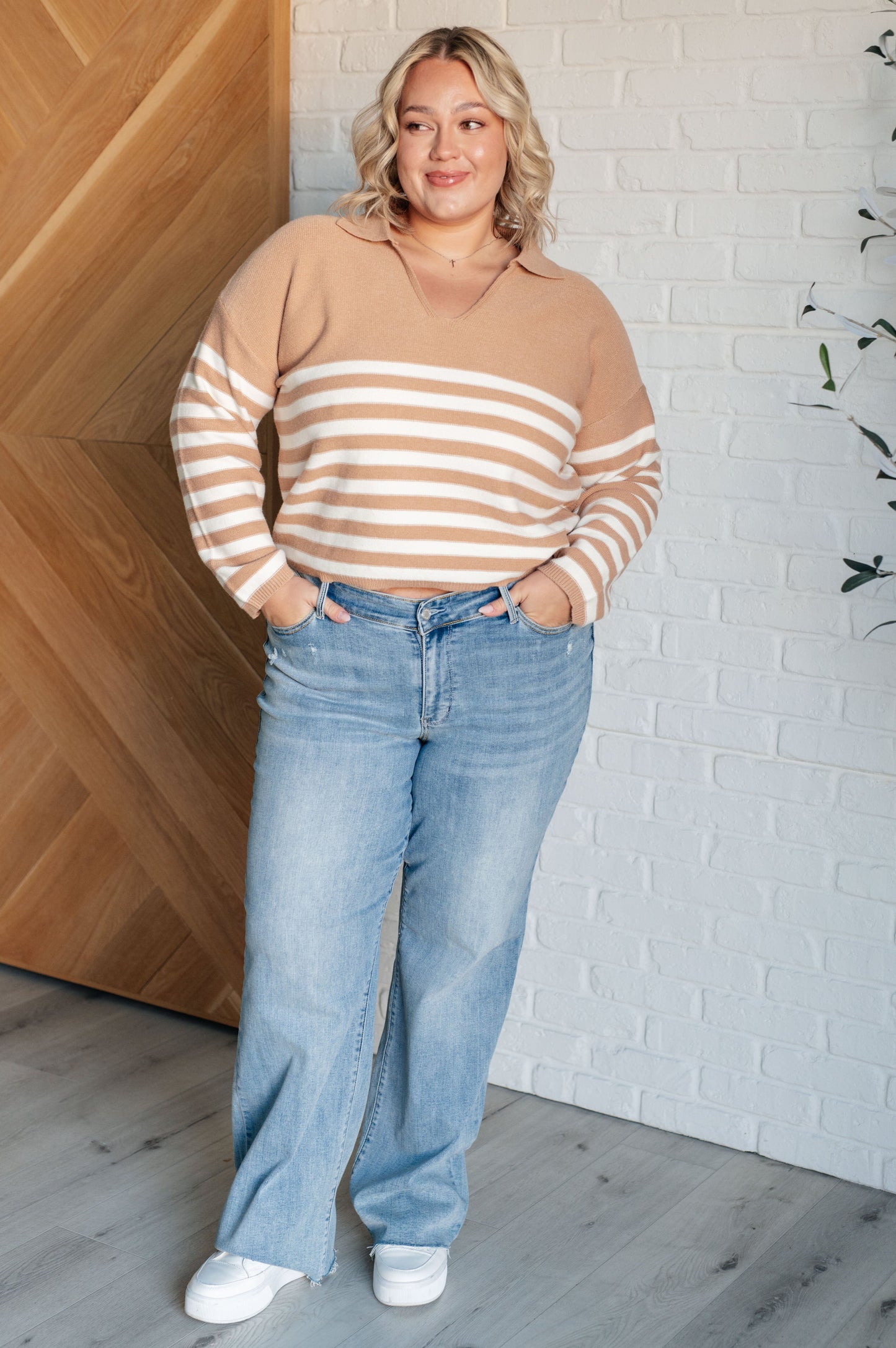 MEMORABLE MOMENT STRIPED SWEATER (TAN)