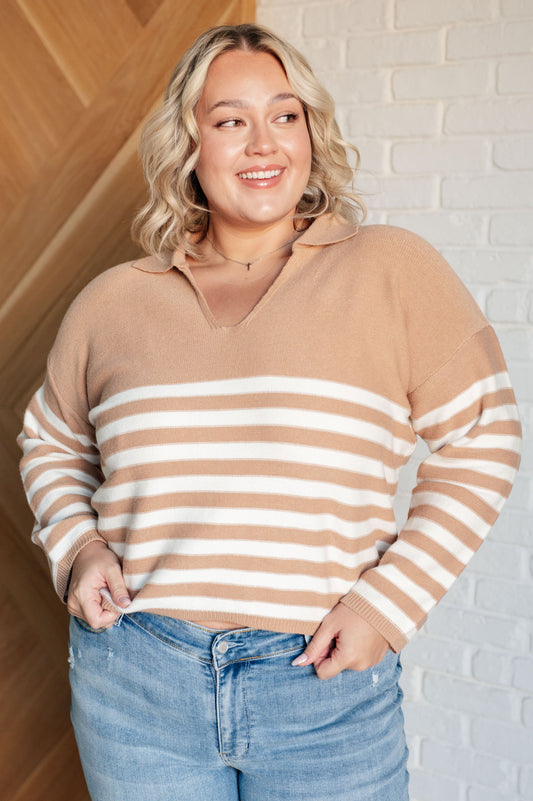 MEMORABLE MOMENT STRIPED SWEATER (TAN)