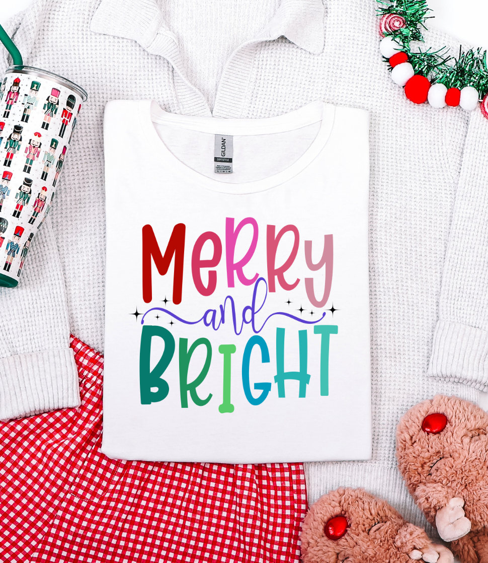 MERRY + BRIGHT GRAPHIC TEE + SWEATSHIRT