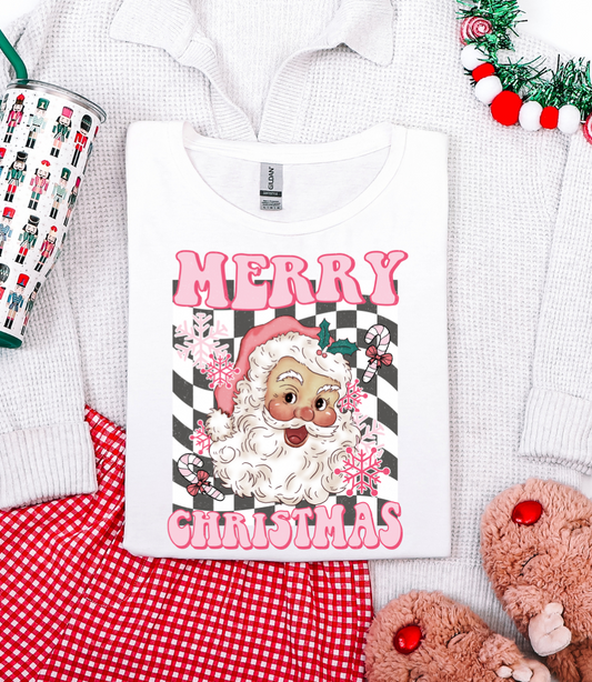 RETRO PINK SANTA GRAPHIC TEE + SWEATSHIRT