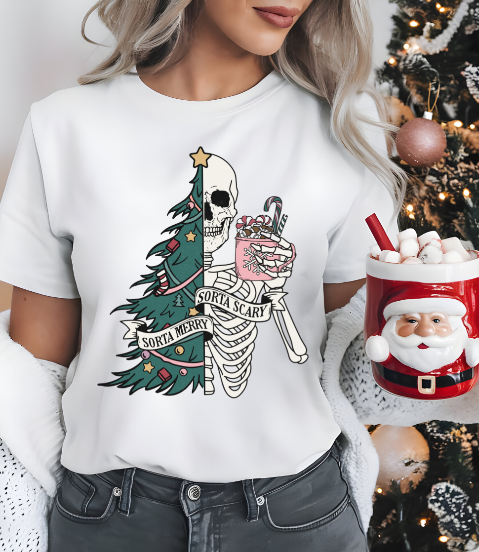 SORTA MERRY GRAPHIC TEE + SWEATSHIRT