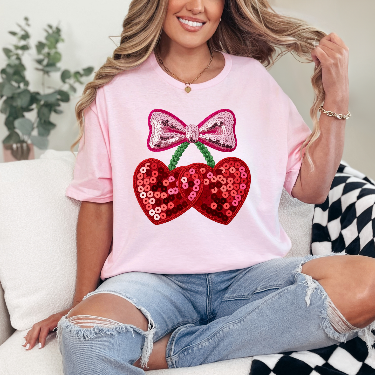 CHERRY VALENTINE TEE + SWEATSHIRT