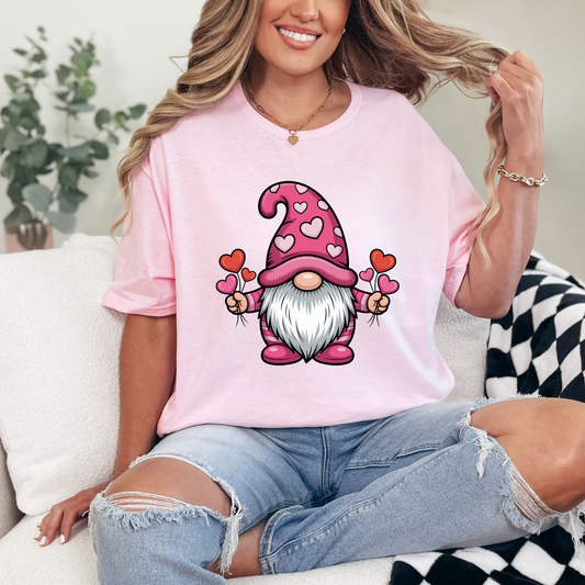 VALENTINE'S GNOME PINK GRAPHIC TEE + SWEATSHIRT