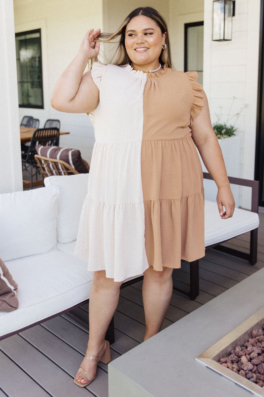 BREAK EVEN RUFFLED TIERED DRESS